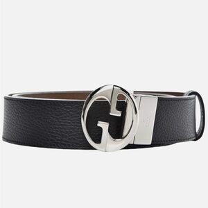 Gucci GG Interlocking Reversible Belt Black/Brown with Silver Tone Buckle